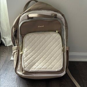 Tan and Cream Quilted Backpack